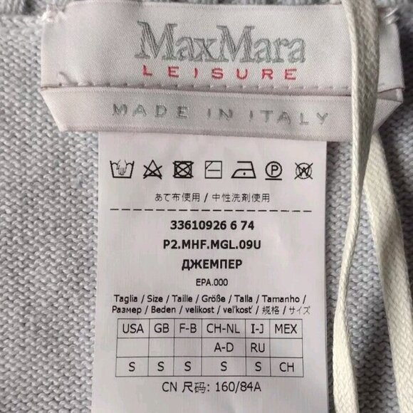 MaxMara Leisure Mohair Wool Blend V-Neck Sweater Blue Women’s Small Italy NWT - Picture 2 of 10